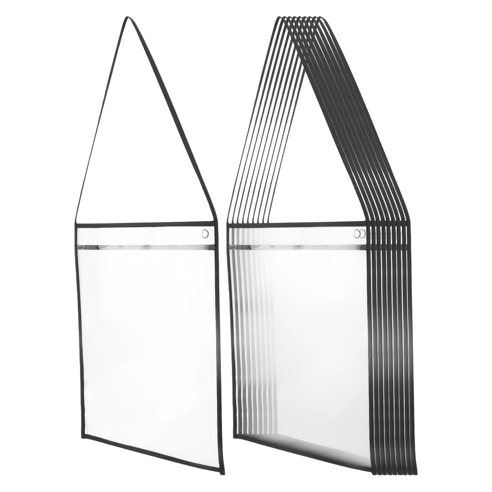 10 قطعة حاملي تذكرة العمل المعلقة أصحاب المستندات البلاستيكية الشفافة القابلة لإعادة الاستخدام الجاف محو تذكرة الأكمام حزام مكتب المدرسة المنظم