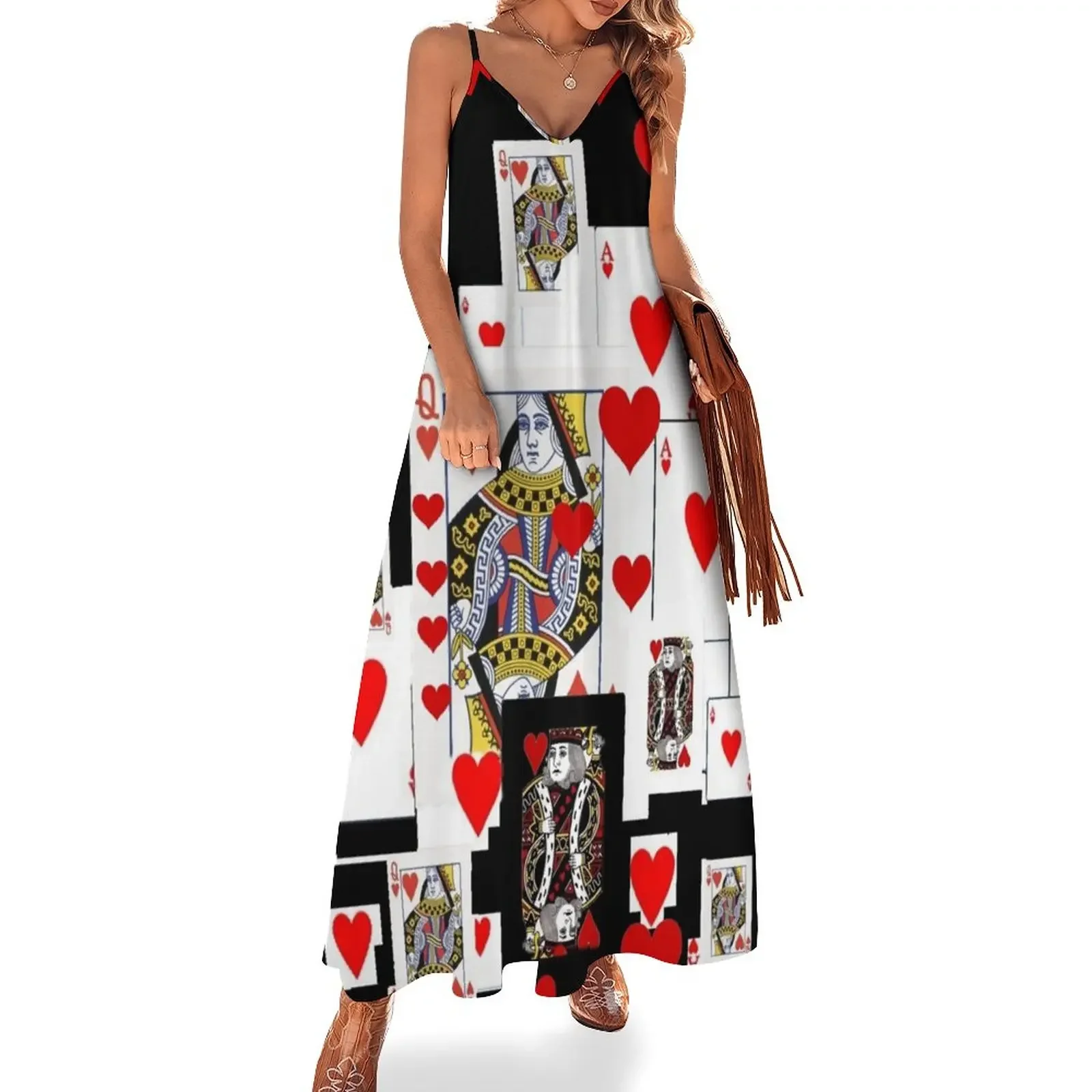 

BLACK COLOR ROYAL COURT CASINO RED HEARTS CARDS Sleeveless Dress Woman dresses summer dress womens 2025 Women's summer suit