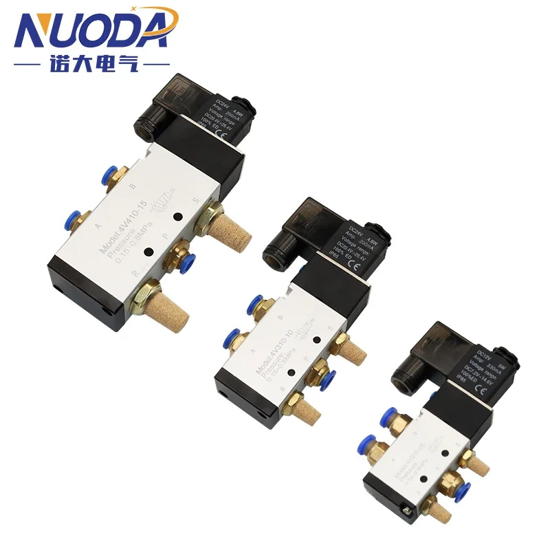 Pneumatic Electric Solenoid Valve 5 Way 2 Position Control Air Gas Magnetic 4V110-06 4V210-08 4V310-10 4V410-15 DC12V 24V AC220V