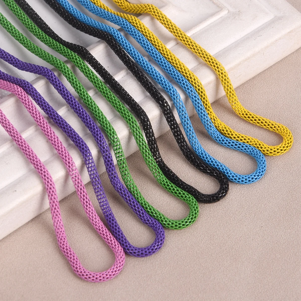 

120CM Color Coated 3mm Hollow Iron Metal Closed Snake Chain Necklace For Jewelry Making DIY Crafts Findings