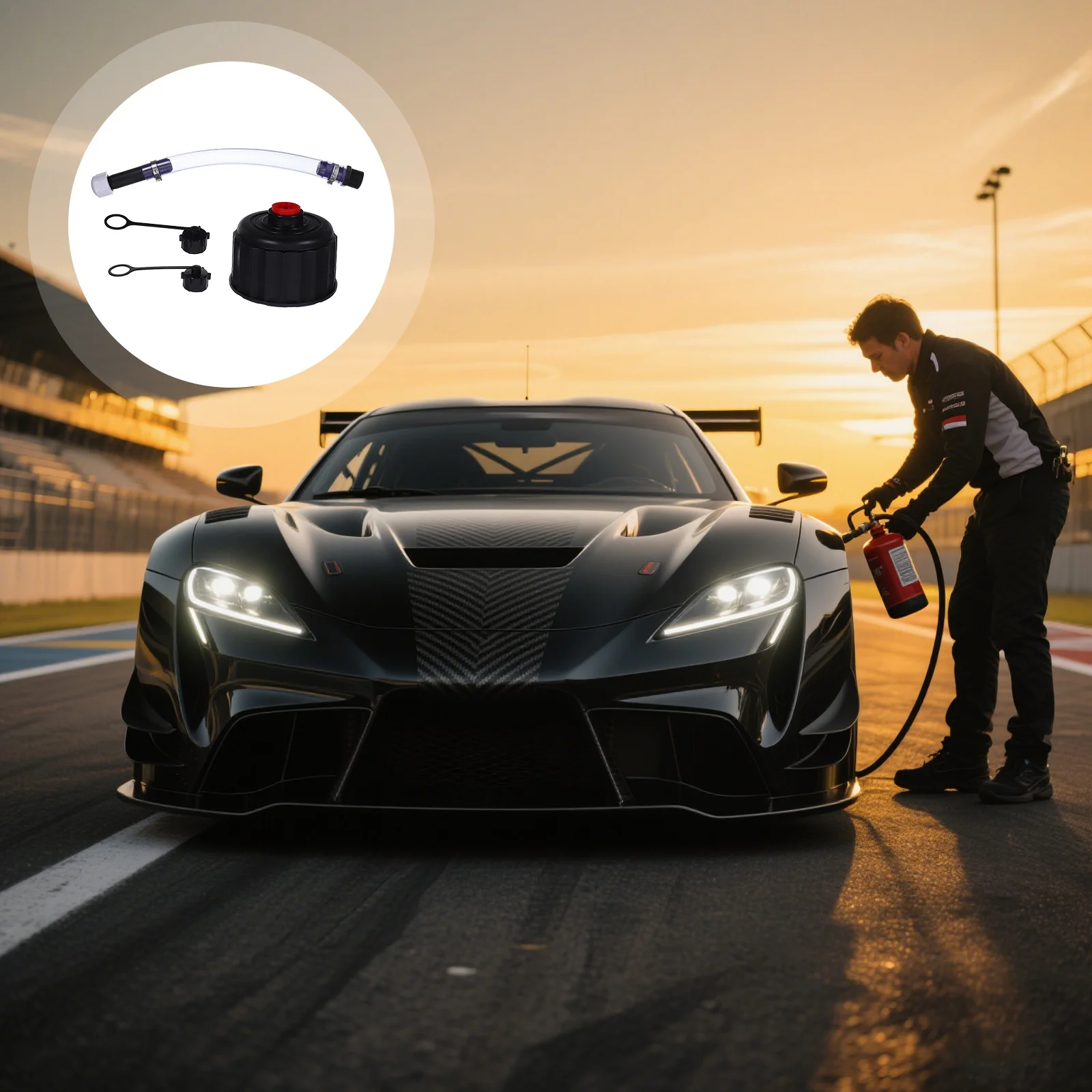 

1Set Racing Gas Jug Cap Highseal Refueling Hose Kits for Motorsport Vehicles Container Tank Replacement