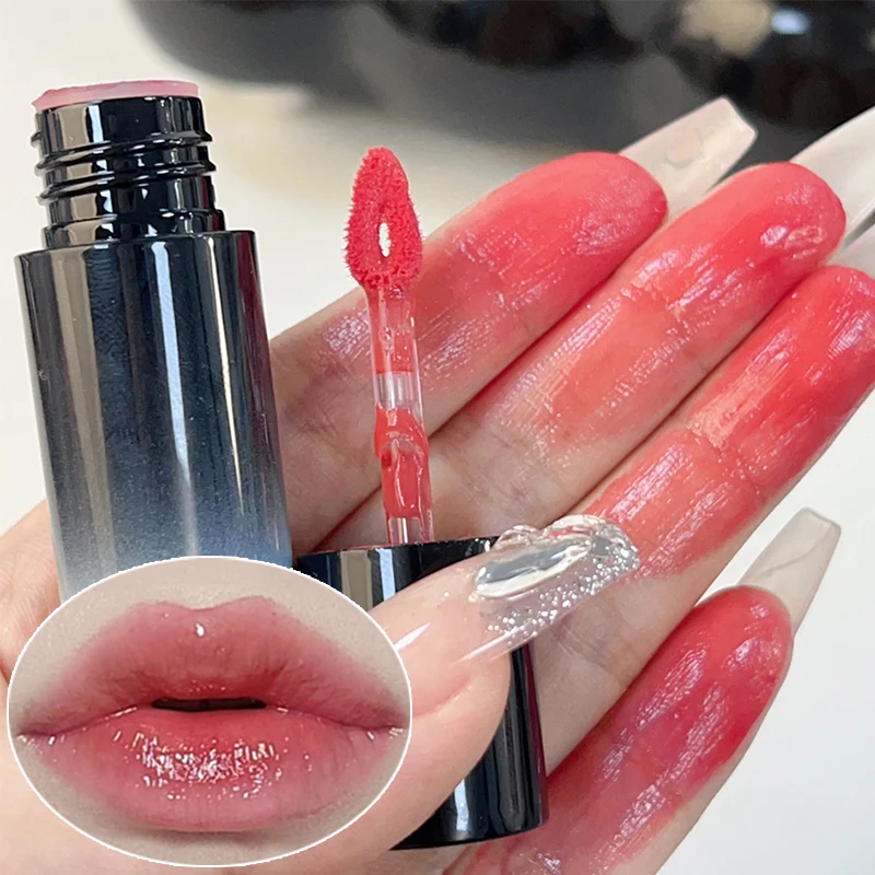 Mirror Clear Jelly Lip Gloss Waterproof Non Sticky Red Nude Liquid Lipstick Lasting Moisturizing Hydrating Lips Makeup Cosmetics