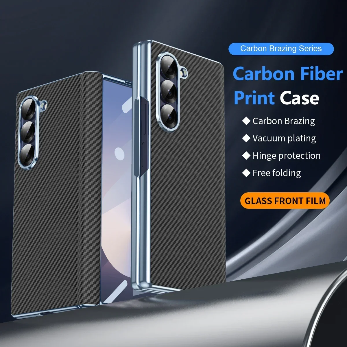 

Carbon Fiber Hinge Protection Case For Samsung Galaxy Z Fold 6 5 4 360 ° Full Screen Protection With Steel Film Shockproof Cover