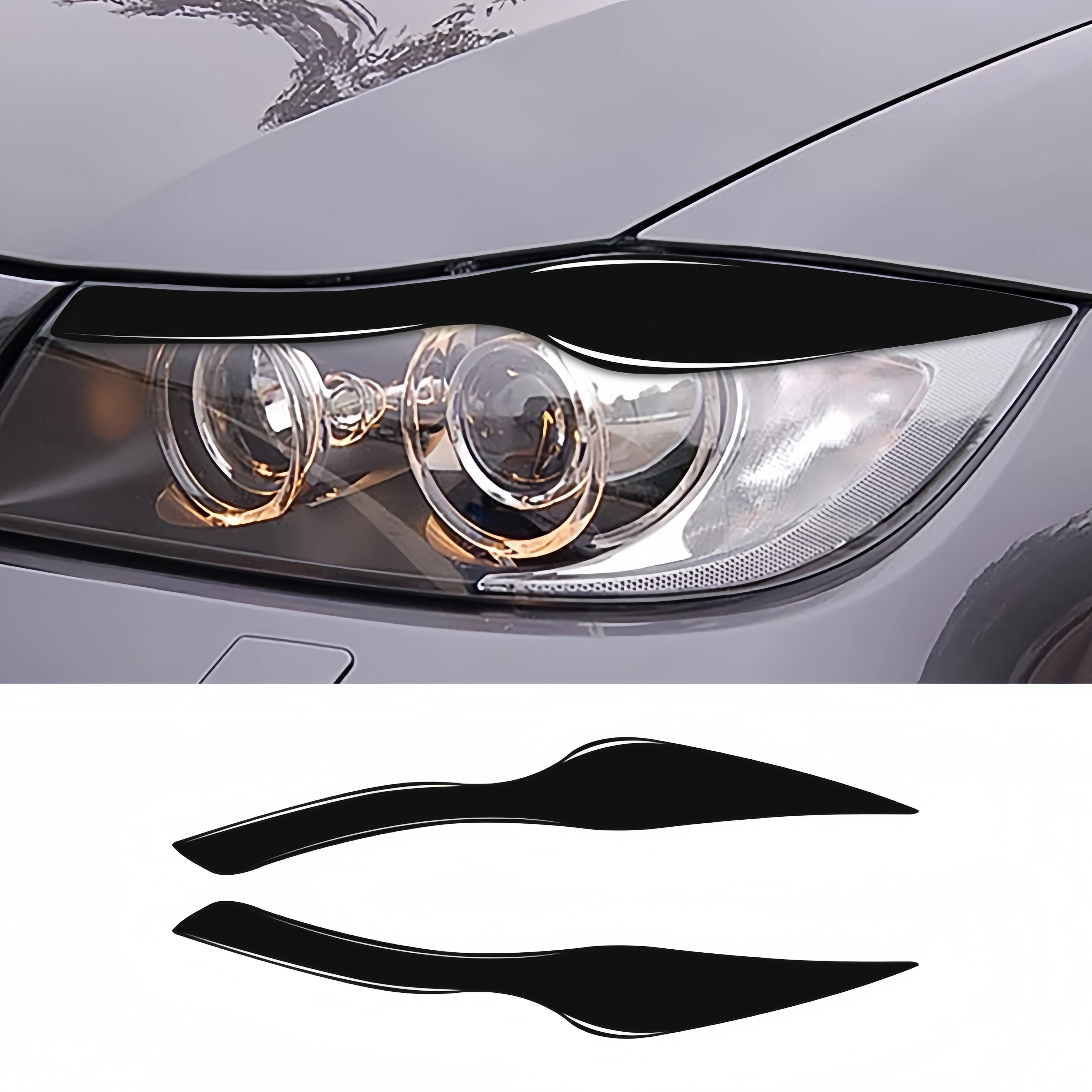 

For BMW E90 2005-2012 Car Exterior Accessories Piano Black Auto Headlight Eyebrow Eyelid Trim Cover Protective Decor Stickers