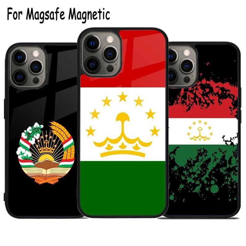 Flag of tajikistan Wireless Charge Magsafe Phone Case For iPhone 15 16 14 13 11 12 Pro Max Plus Magnetic Bumper Cover