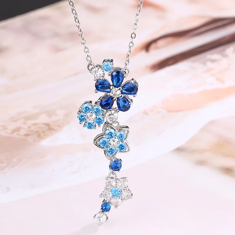 Autumn Winter New Clavicle Chain Colorful Flower Tassel Necklace Gemstone High-end Light Luxury Women's Wholesale