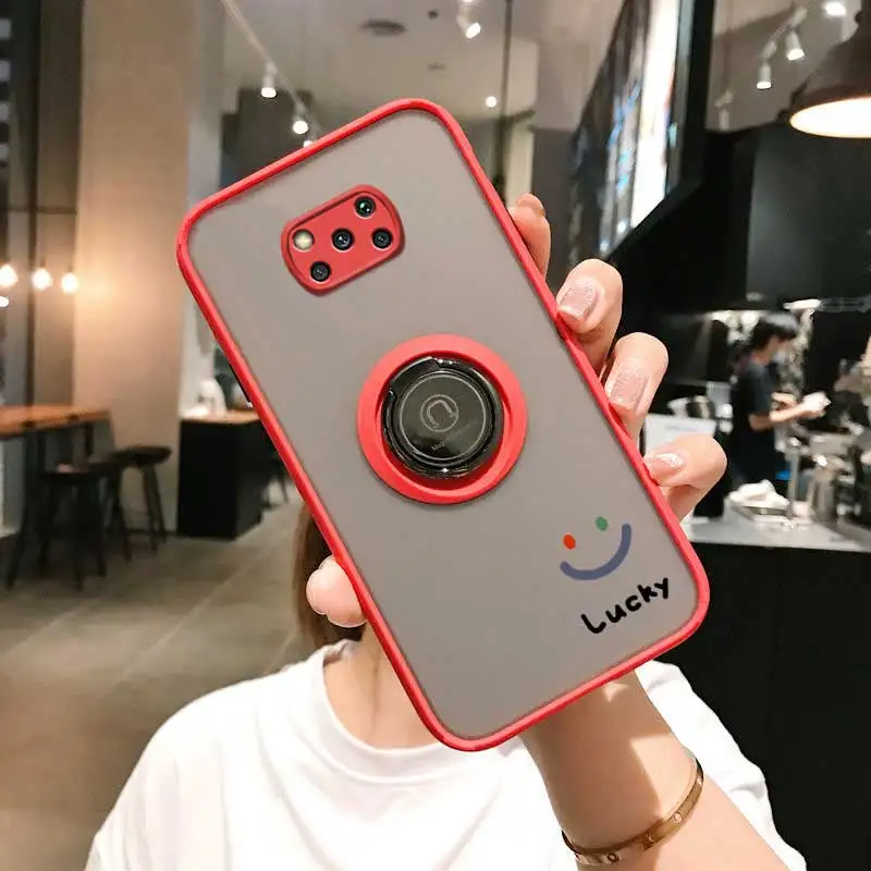 X3Pro Cheerful Smile Skin-feel Ring Phone Case For Xiaomi Mi 14 13Pro 13 12X 12T 12 11TPro 11T 11Lite 10T Cover