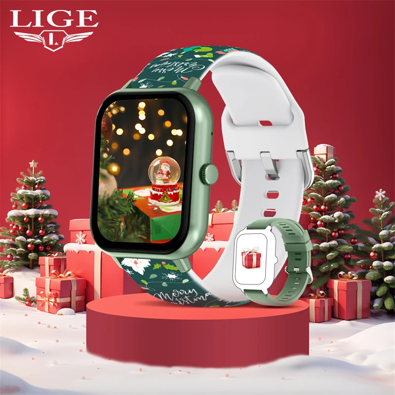 

LIGE For Android IOS 2024 Christmas Men Smart Watch Women Bluetooth Answer Call Voice Assistant IP67 Waterproof Men Smart Watch