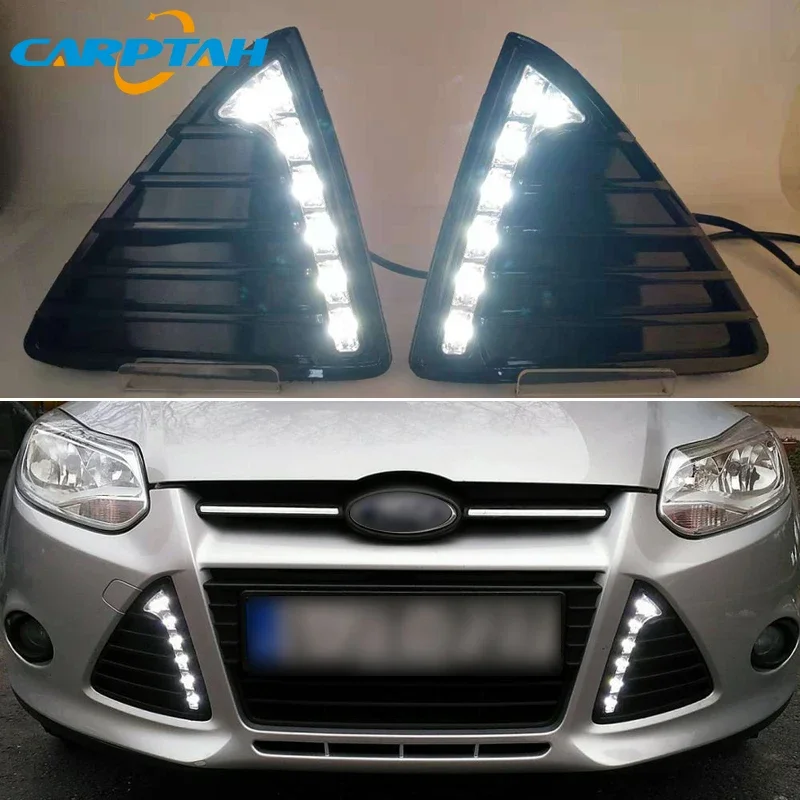 

LED Daytime Running Light For Ford Focus 3 2012 2013 2014 Waterproof 12V Yellow Turn Signal Indicator Light Bumper Lamp LED DRL