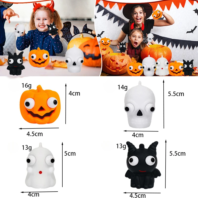 Halloween Squeeze Toys Pumpkin Pop Eyes Gazelle Spooky Spectre Skull Gaze Venting Stress Relief Popit Toys Fidget Kids Gift