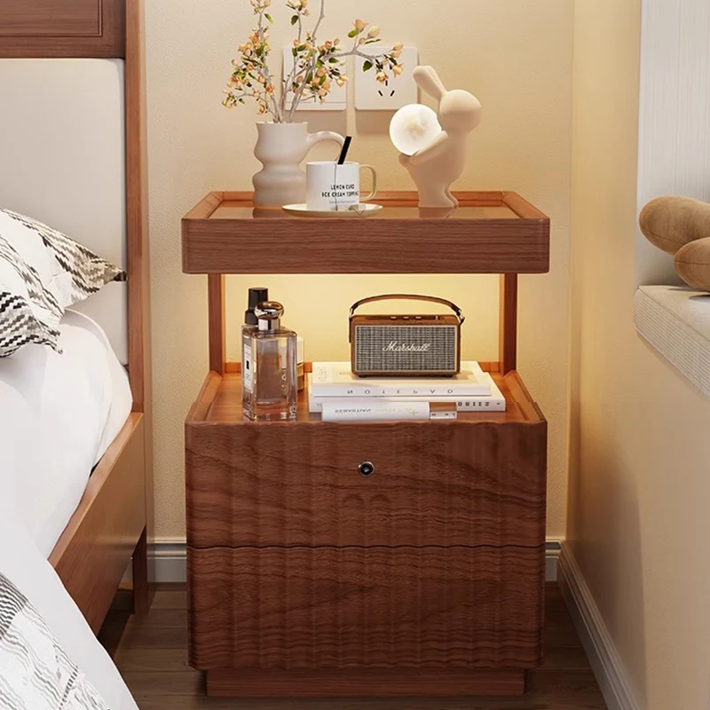 Comodino in legno di metà secolo Nordic salvaspazio stretto organizer comodino ad angolo patio giapponese Criado Mudo mobili per la casa