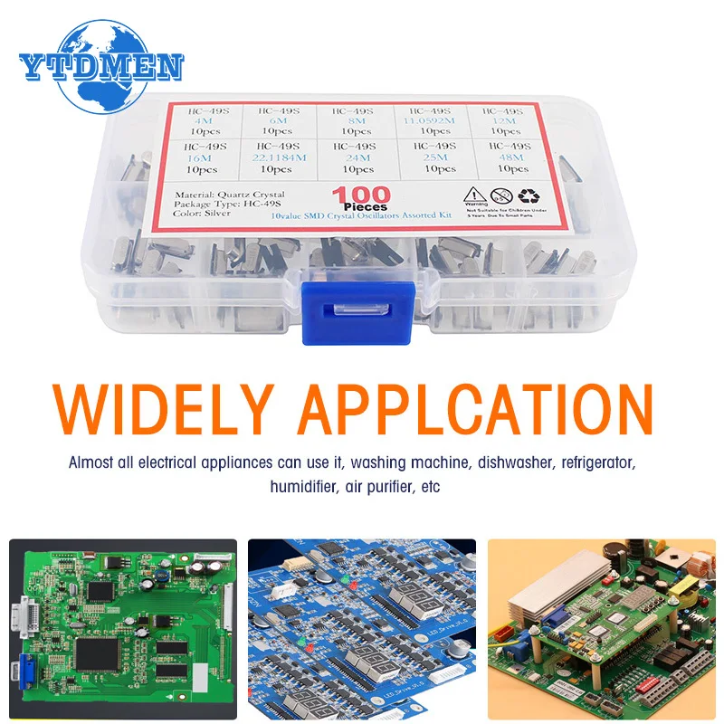 10Values*10pcs=100pcs Quartz Resonator SMD Crystal Oscillator Kit 4MHz 6MHz 8MHz 12MHz 16MHz 24MHz 25MHz 48MHz HC-49S Oscillator