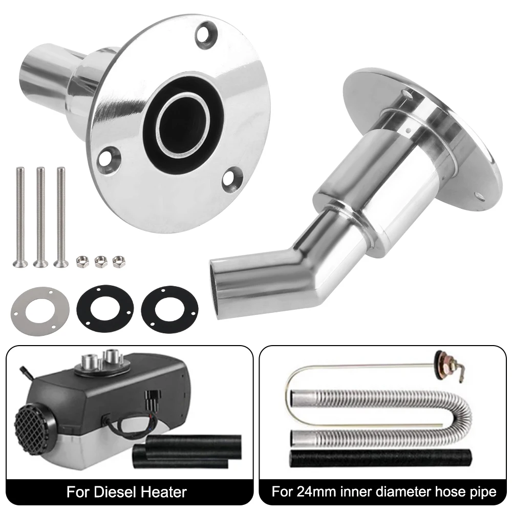 Stainless Steel 24mm Thru Hull Exhaust Fitting Tube Pipe Socket Hardware Part Air Diesel Vent Heater Universal