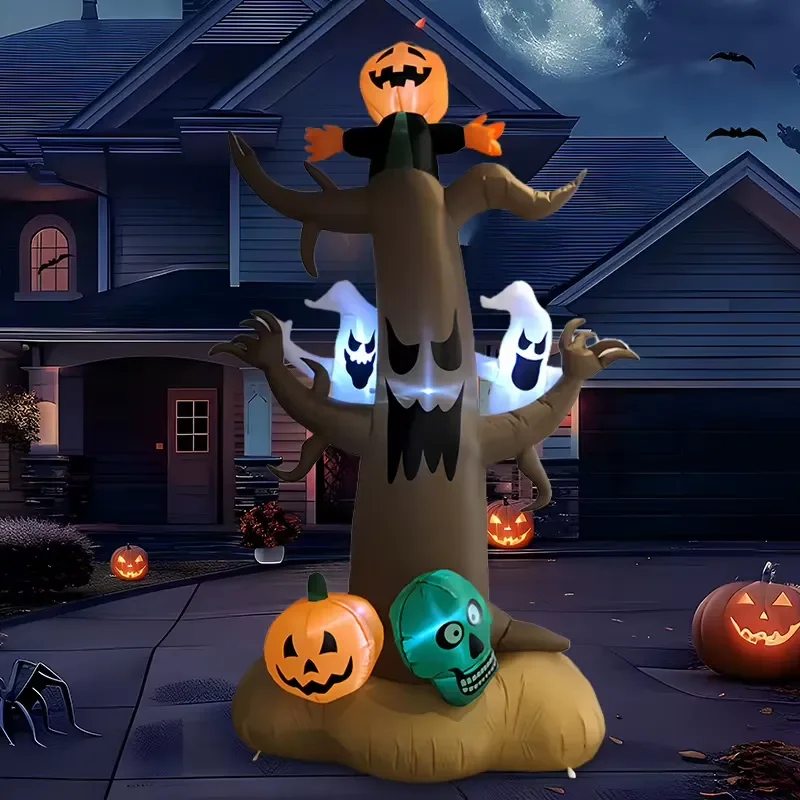 for Halloween 2.4M Light Up Inflatable Scary Ghost Tree Pumpkin Skull Outdoor Yard Decor