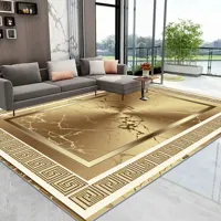 European Gold Large Living Room Carpet Home Decoration Luxury Coffee Tables Mat Non-slip Washable Rug for Bedroom Decor Alfombra
