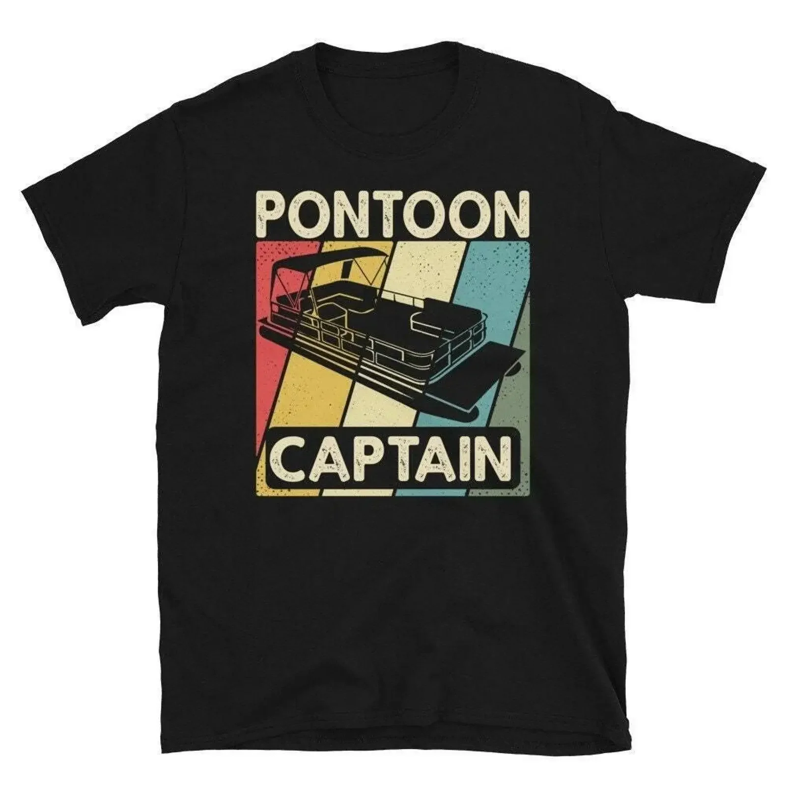 Pontoon Captain T Shirt Retro Classic Boat Fathers D vintage Washed Soft Comfortable Slightly graphic Stylish