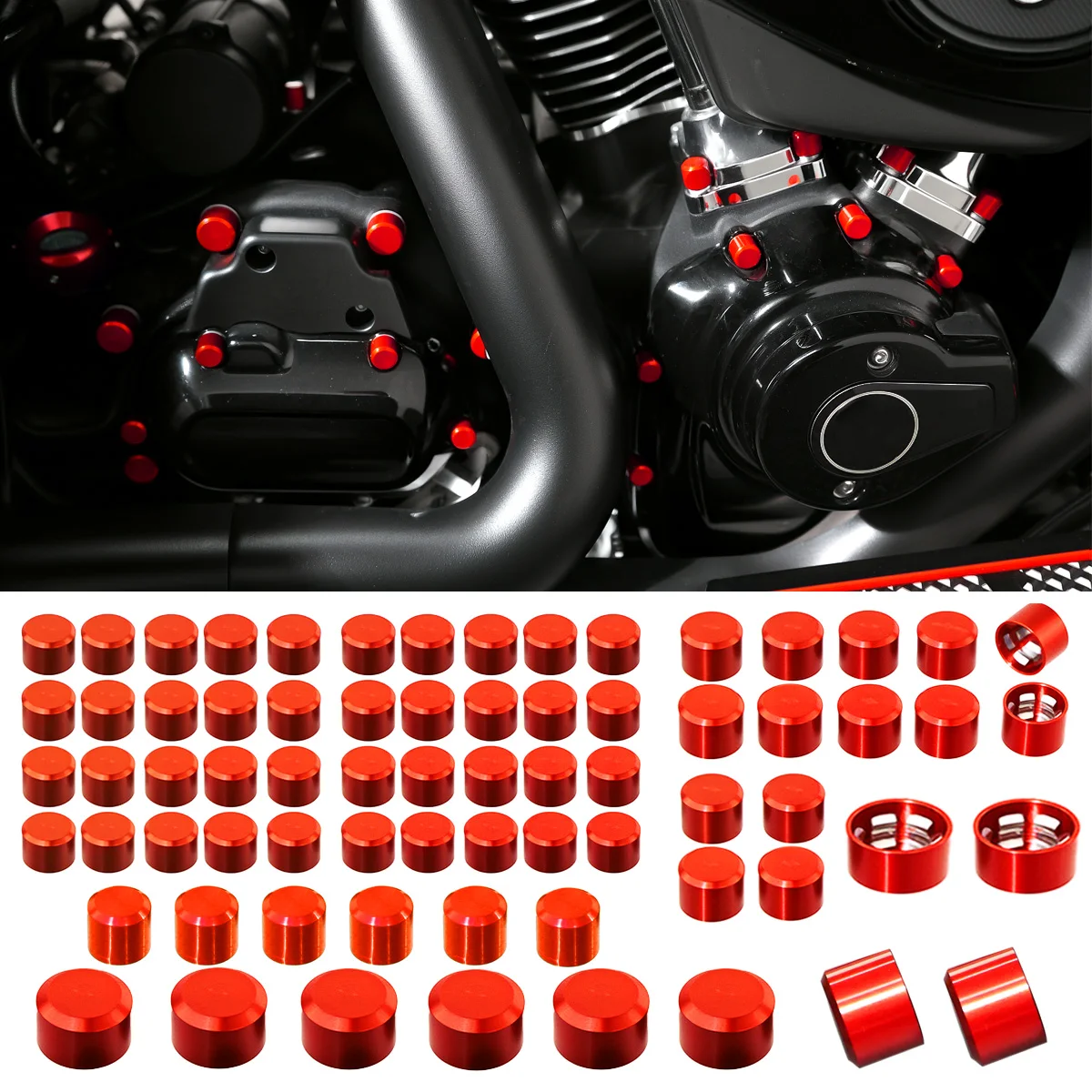 

Комплект декоративных заглушек для болтов мотоцикла: крышки винтов клапанов двигателя, заглушки толкателей, заглушки болтов Derby для Harley Touring Road Glide 2024 2025 2026