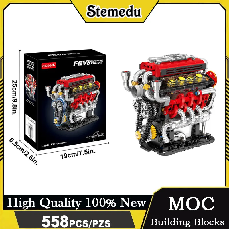 

558PCS PF Classic Supercar V8 Engine Model Kit Small Particle Building Blocks Bricks DIY Assembly Educational Toy for Kids Gift
