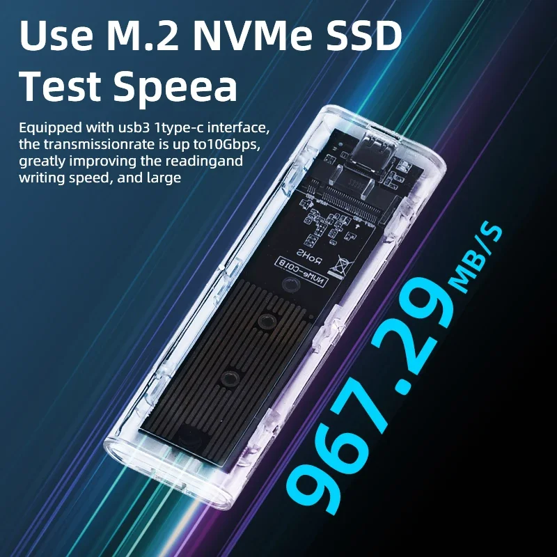 M.2 NVME PCIe NGFF SATA Dual Protocol SSD Case Helder USB Type C 10Gbps PCI-E M2 SSD Transparante externe behuizing Harde schijf Box