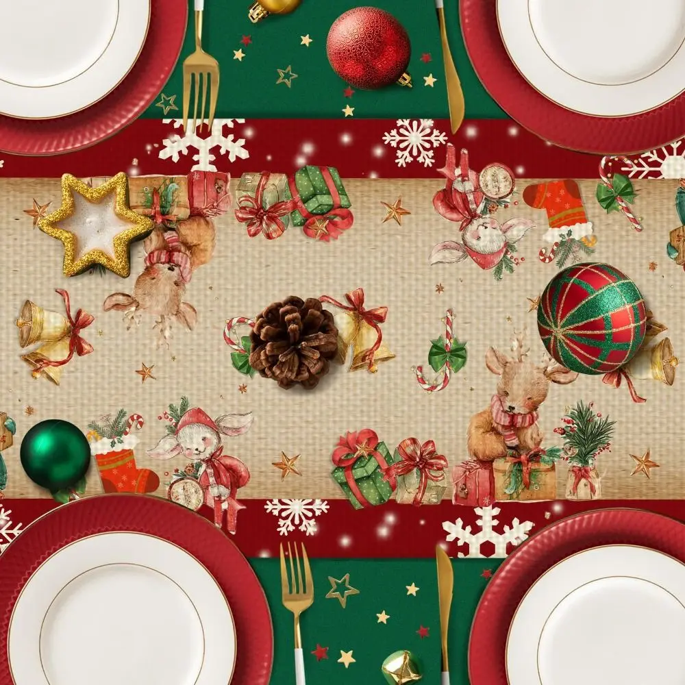 السنة الجديدة عيد الميلاد الجدول عداء أجراس عيد الميلاد نافيداد هدية عيد الميلاد مفرش المائدة سانتا كلوز غطاء العلم عيد الميلاد الجدول العلم #5