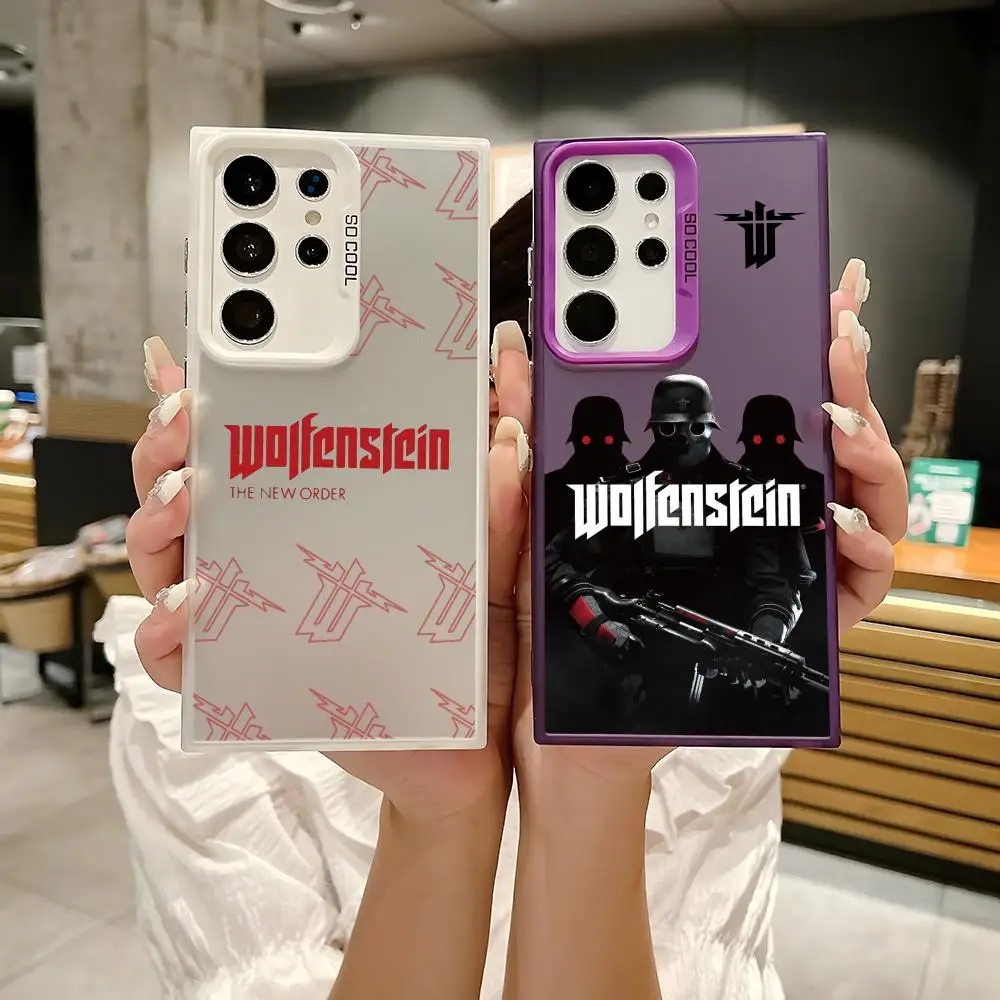 Cool W-wolfensteinS Game Phone Case For Samsung Galaxy S25 Edge S24 S23 S22 S21 S20 Ultra Silicone Colorful Silver Phone Case
