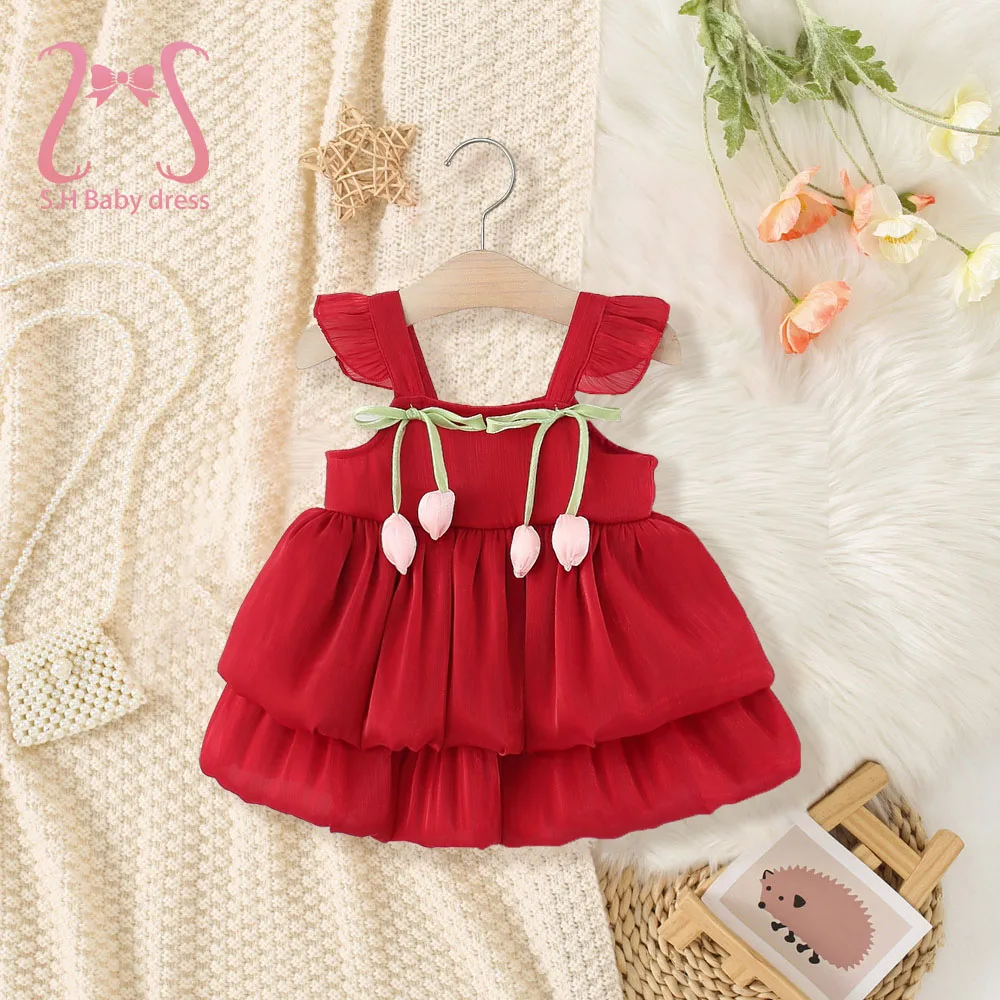 

Fashion Summer Baby Girls Sleeveless Dress Children Birthday Party Evening Dresses Kid Wedding Fairy Costume 0-3 Y Toddlers Wear