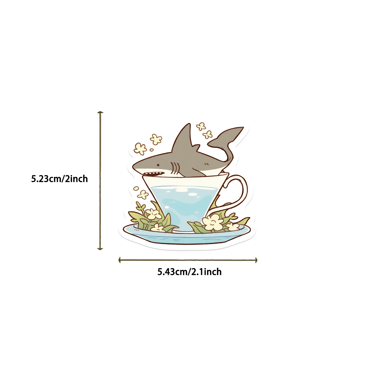 50Pcs Shark Stickers Pack for Water Bottle, Funny Shark Cup Sticker Kawaii Decals for Laptop phone Skateboard Computer