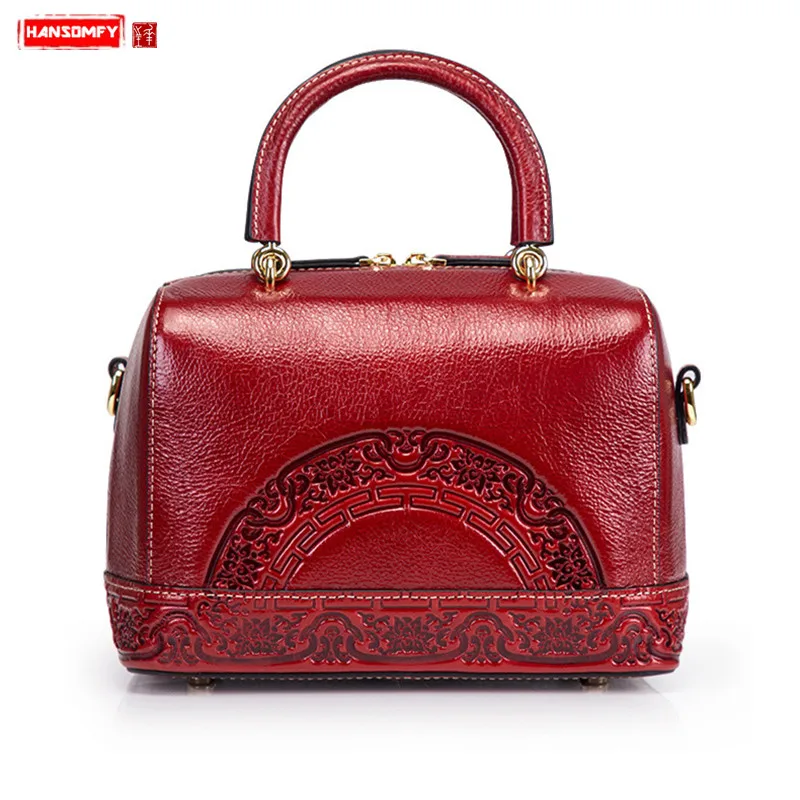 Luxury Fashion Women's Handbags New Wave Wild Female Genuine Leather Shoulder Messenger Bag Embossing Girl Small Crossbody Bags