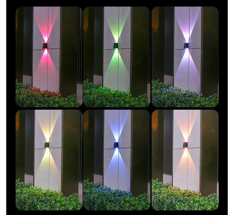 2 LED Solar Wall Lamp Waterproof Outdoor Solar Garden Decor Lights Up and Down Luminous Lighting for Street Balcony Garden Villa