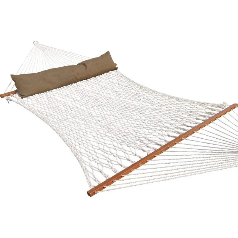 

Cotton Rope Hammock, Double Hammock with Pillow, Patio Hammock for Outdoor Patio Yard Porch Capacity 450 lbs