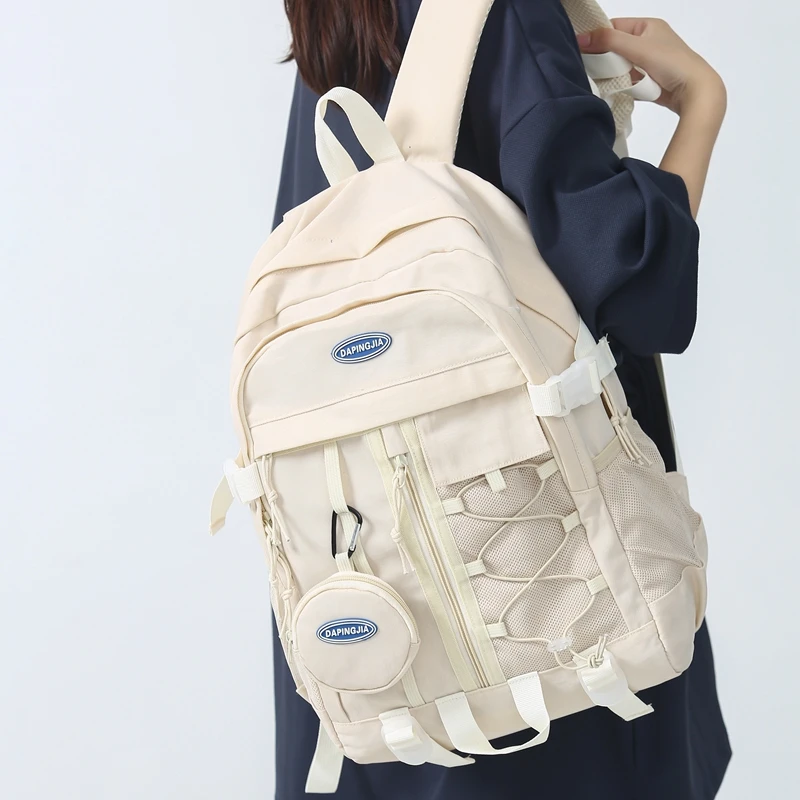 Mochila Harajuku con múltiples bolsillos para mujer, morral escolar para estudiantes, bolsa de viaje japonesa coreana para ordenador portátil