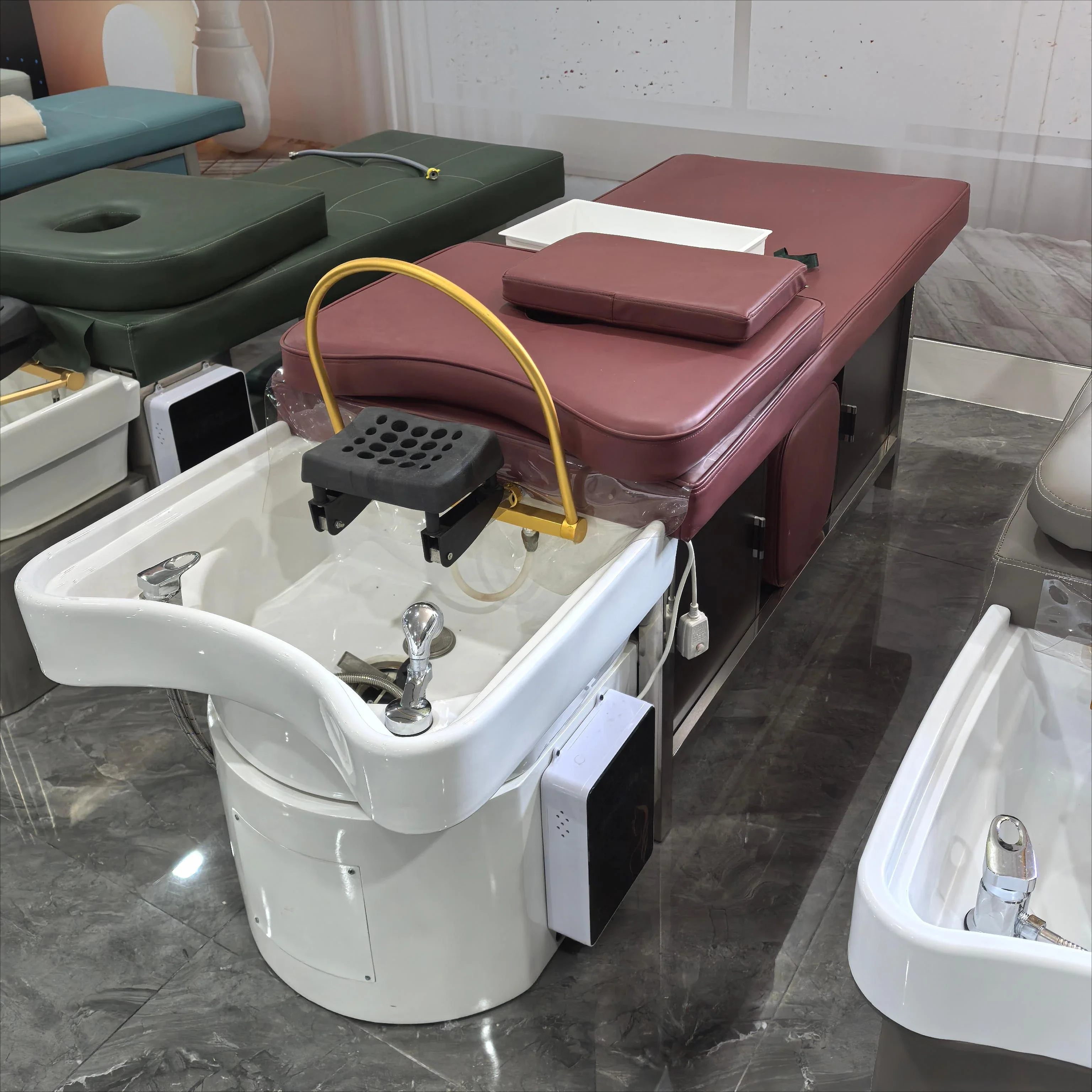 

-High Quality Factory Custom Salon Hair Wash Basin Massage Japanese Head Spa Shampoo Bed Beauty Salon Furniture Modern