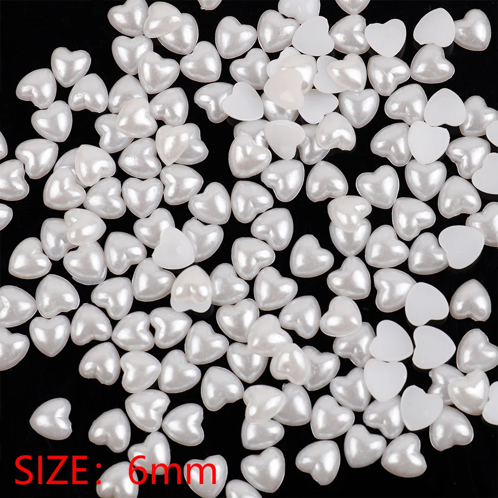 6/8/10/12mm  Heart  Flatback Beads Pearl Bead  For DIY Crafts Garment Bag Shoe Nail Art /Eyes  Decoration A0210