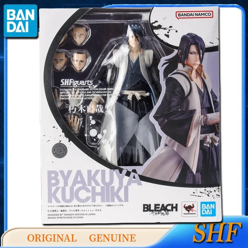 Bandai BLEACH asli SHFiguarts BYAKUYA KUCHIKI Anime figur aksi mainan untuk anak-anak hadiah perakitan Model ornamen