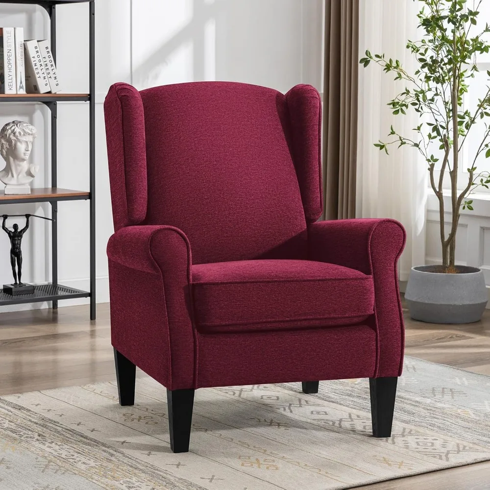 Modern Accent Chair, Chenille Fabric Armchair with High Resilience Sponge & Sturdy Legs, Comfy Single Sofa Chair for Bedroom, Li