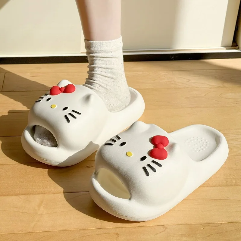 Hello Kitty Slippers Sanrio Anime Cartoon Printing Kawaii Thick-soled Non-slip Summer Joker Sandals Bathing Home Holiday Gifts view 5