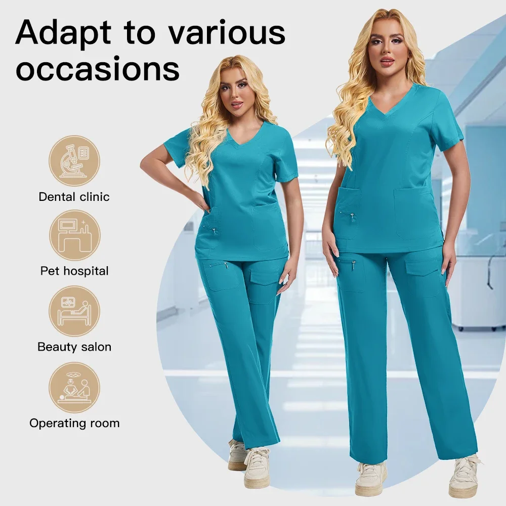 New Hospital Medical Scrub Suits Nurse Uniform Women Medical Clothing for Doctor Scrub Set Beauty Work Clothes Surgery Top Pants