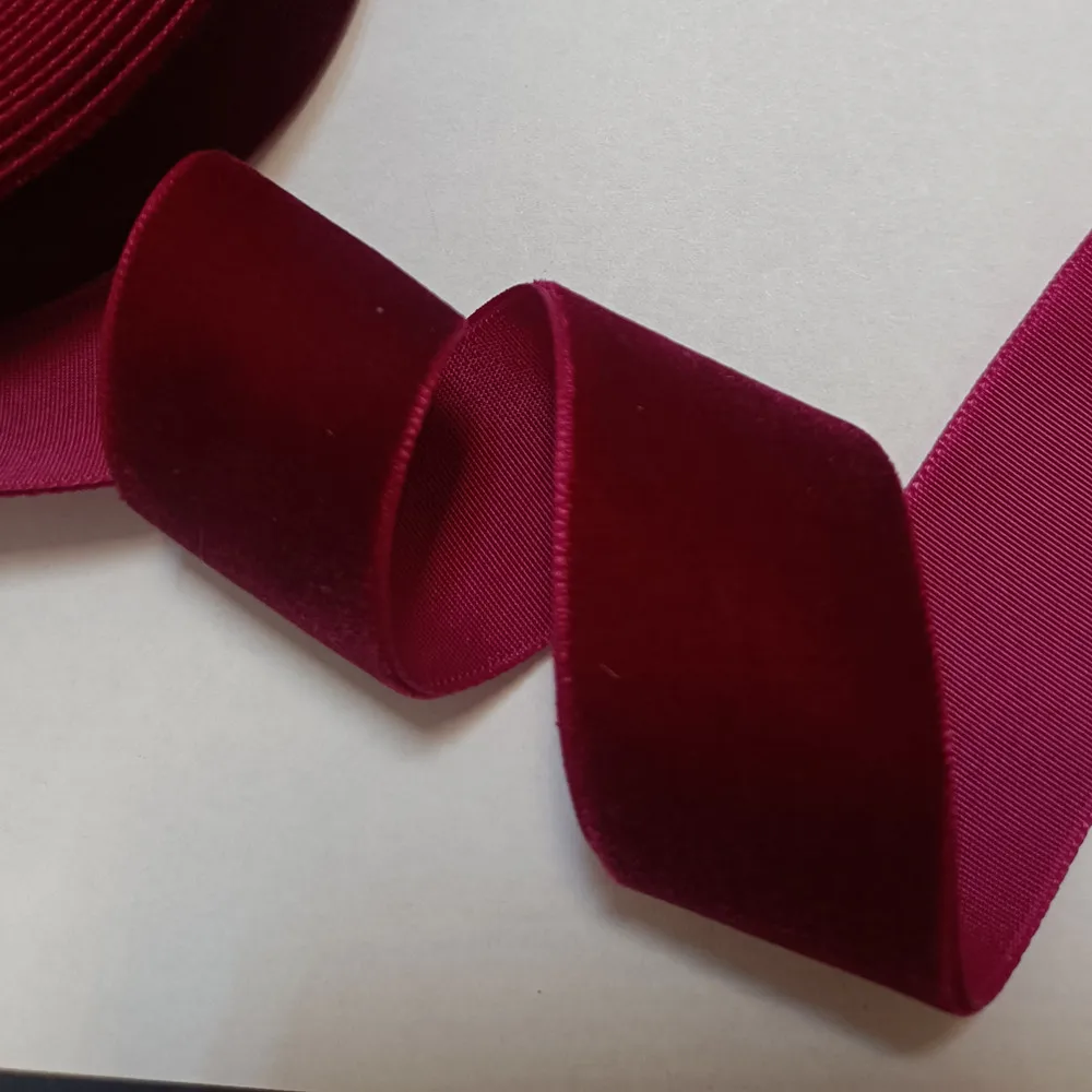 25mm Single Face Wine Velvet Ribbon for Handmade Gift Bouquet Wrapping Supplies Home Decoration Christmas Tape Not elastic