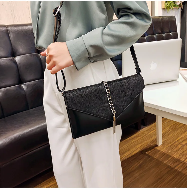 Fashion Tassels ladies Envelope Clutches High Quality PU leather Women shoulder bag Luxury Dress Female Party Bag Clutch purse