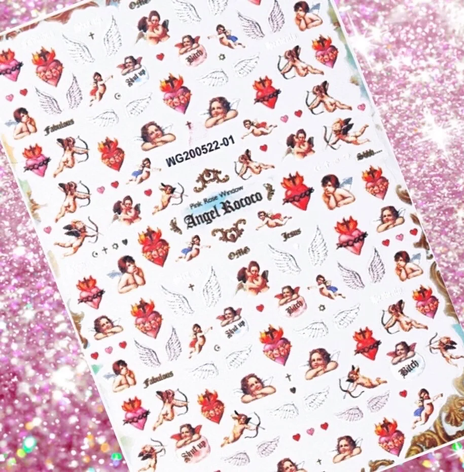 3D Engel Nail art DIY Klebe Aufkleber Nail art Aufkleber Blatt Dekoration Schöne Engel Blume Muster Nagel Zubehör HL44