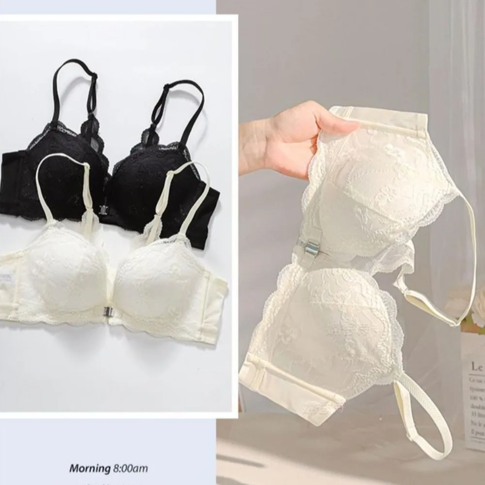 Lace Lingerie Wireless Deep V Bra Close-fitting Front Buckle Push Up Underwear Adjustable Shockproof Seamless Bras Girls Women image 3