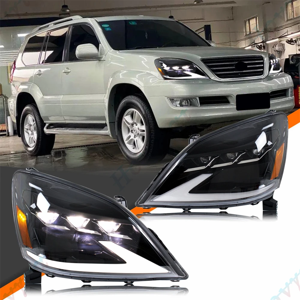 Pair LED Headlights For 2003 2004 2005 2006 2007 2008 2009 Lexus GX470 Headlamps LED Front Lamps Lights Turn Signal DRL Assembly