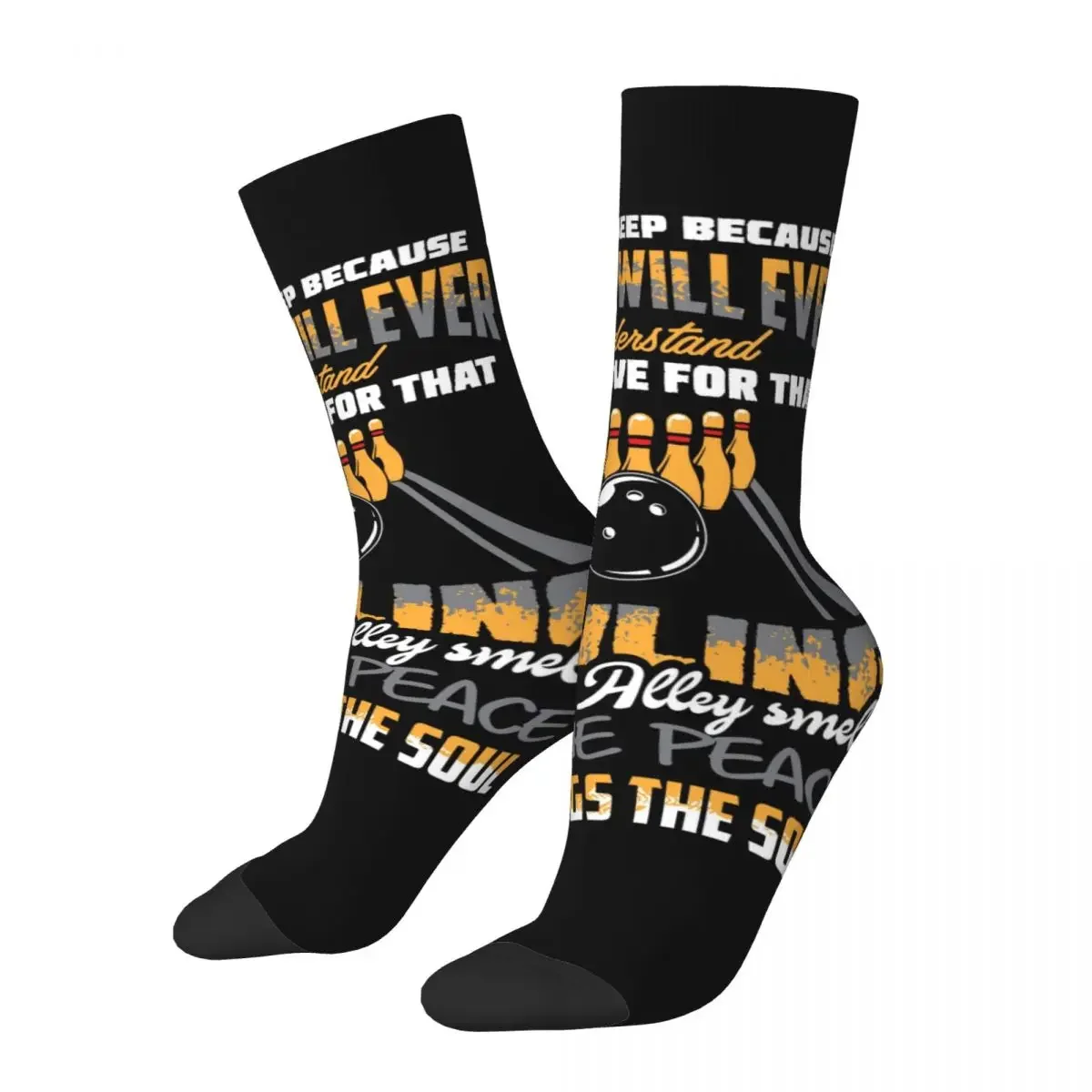 Hip Hop Retro Bowling Sport Hobby Crazy Men's Compression Socks Unisex Bowling Ball Harajuku Pattern Printed Funny Crew Sock