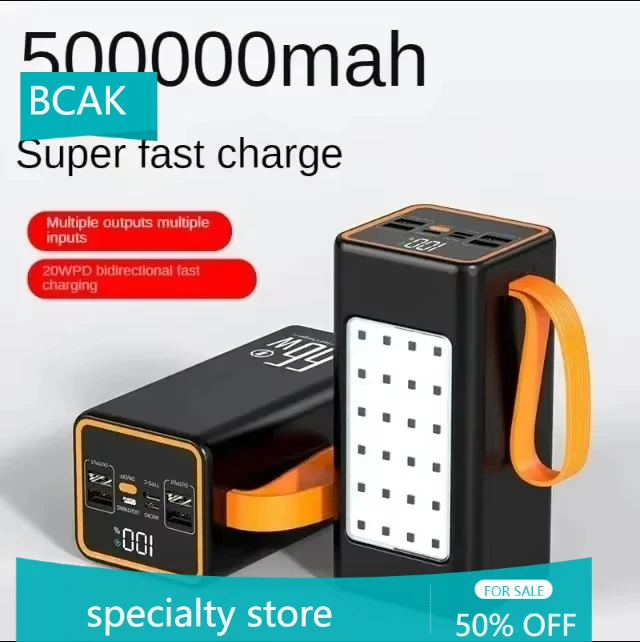 

BCAK Hot style 500000mah 100000mah 200000mah 300000mah Upgraded Version Super power bank fast charge with LED Large Capacity