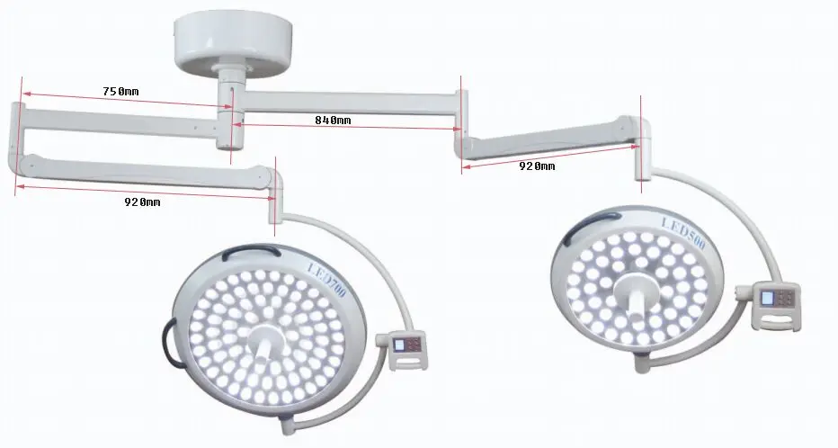 Hospital Double Dome Ceiling Mount Shadowless LED Surgical Operating Lamp Surgey Ot Light