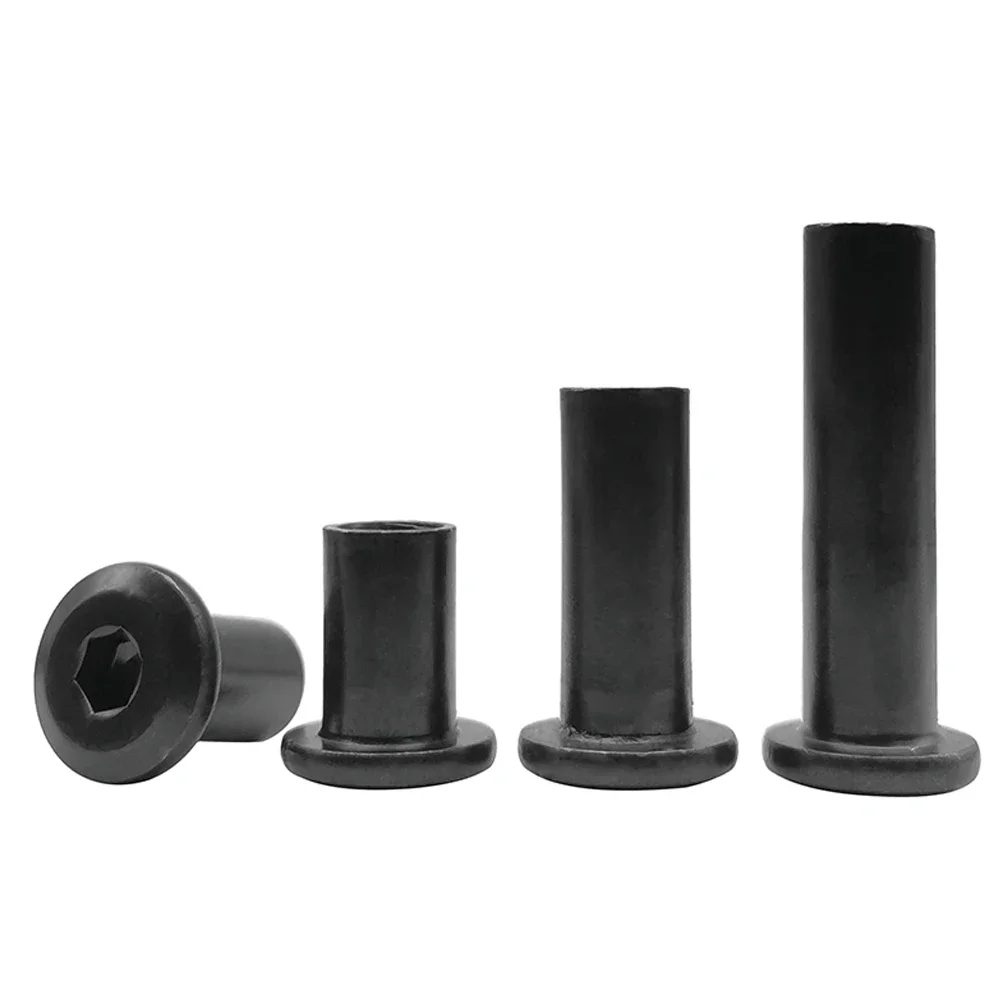 10pcs M3 M4 M5 M6 M8 Black Large Flat Hex Hexagon Socket Head Rivet Connector Insert Joint Sleeve Cap Butt Nut Carbon Steel