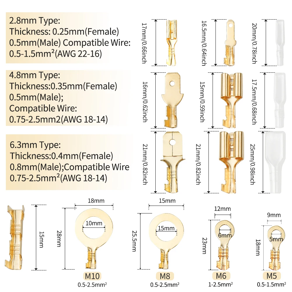 U-shaped Terminal cold wire connector electricos small teeth Insulated 2.8/4.8/6.3mm Electrical Crimp Termin Male/Female