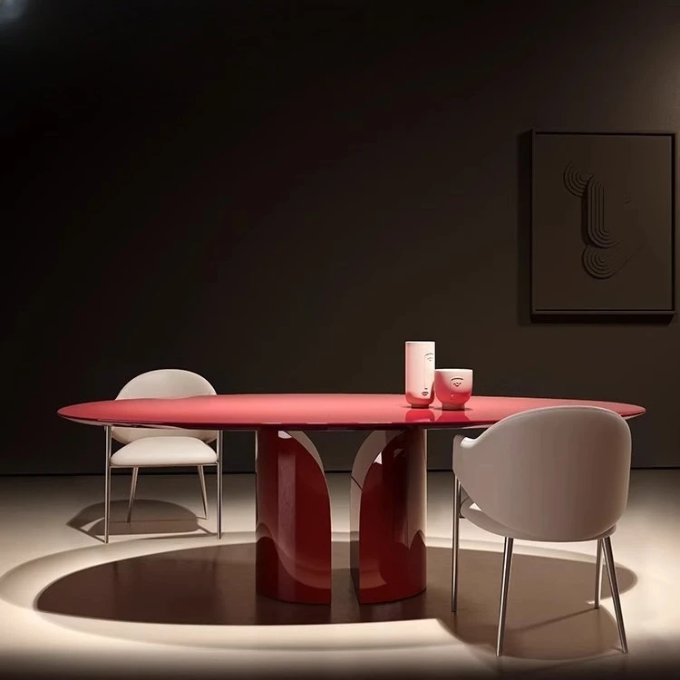 

French creative dining table light luxury water drop special-shaped high-end dining table