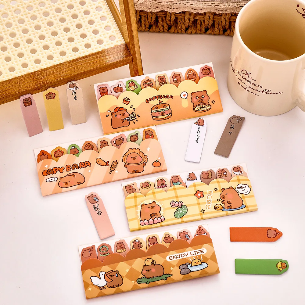 Cartoon Capybara Index Sticker Student Cute Tag Notes N Times Post Kapibara Stationery Reward Note Note Book Notepad