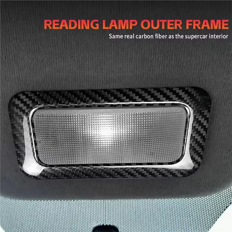 Real Hard Dry Carbon Fiber Reading Lamp Outer Frame Sticker For Abarth 595 695 Fiat 500 2007-2024 Car Accessories